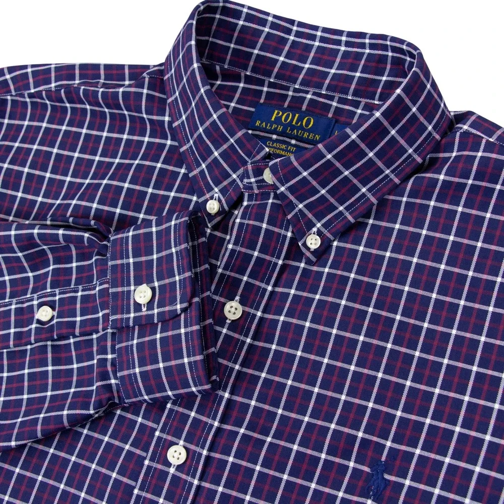 Polo Ralph Lauren Mens L Classic Fit Performance Nylon Poly Shirt Blue‎